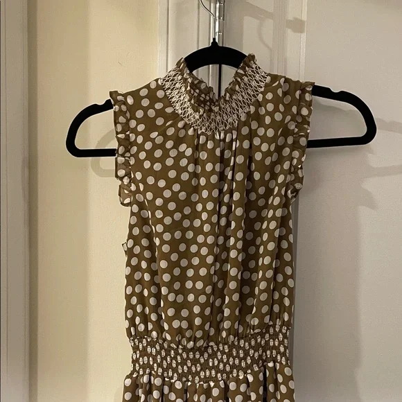 J.Crew Polka Dot Sleeveless Dress - Brown and White - Picture 3 of 4